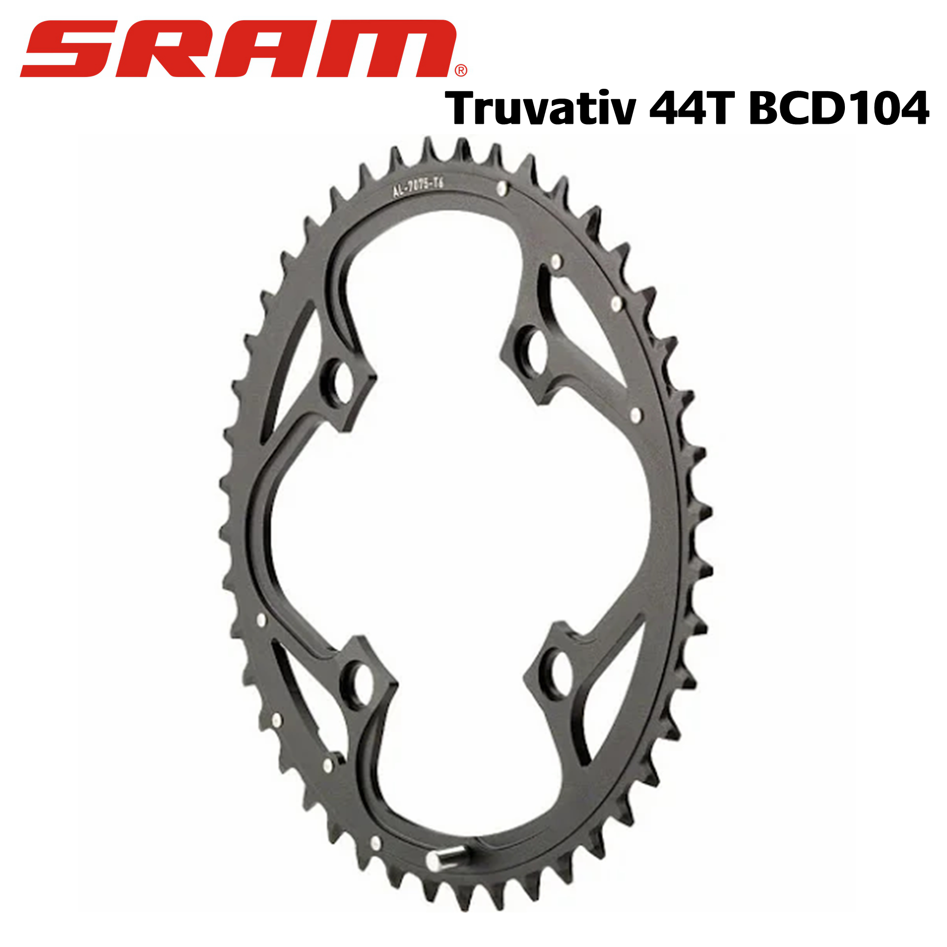 SRAM Truvativ MTB Chainring 44T, BCD104, 4-Arm - Black / Grey, 11.6215.186.000 / 11.6215.094.000