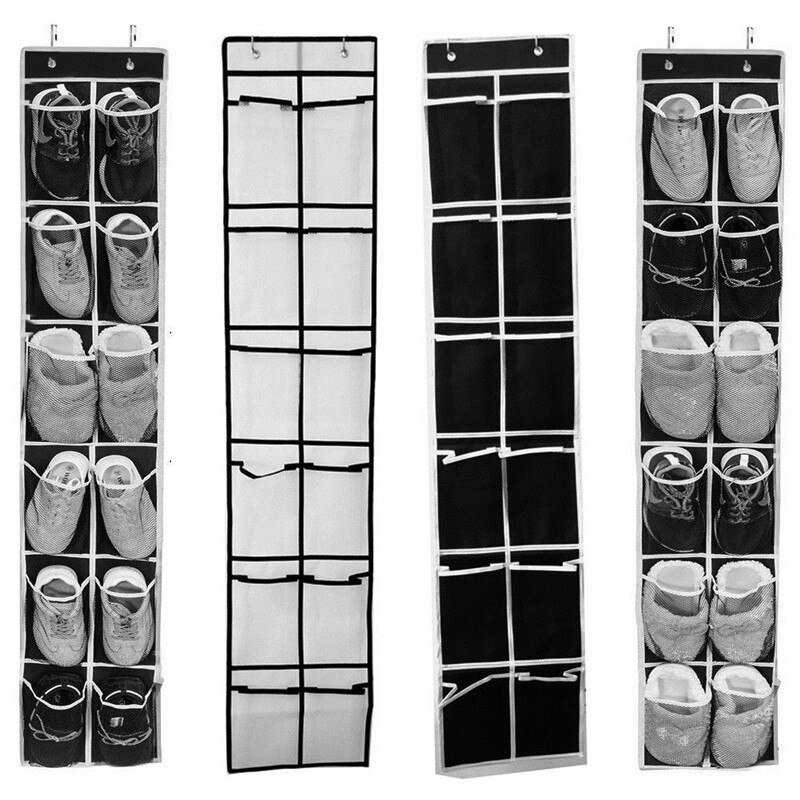 12/24Pocket Over the Door Shoe Organizer Hanging Organizers Space Saver Rack Hanging Storage Hanger