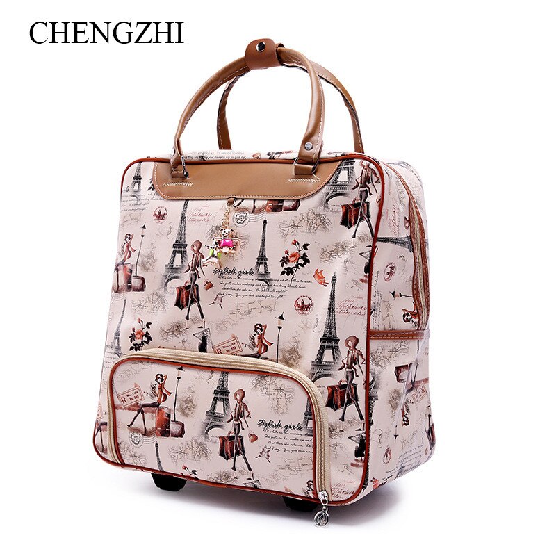 Chengzhi Mode Vrouwen Trolley Strepen Bagage Rollende Koffer Casual Reistas Op Wielen