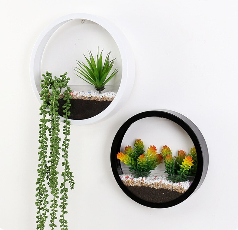 Moderne Ronde Ijzeren Muur Vaas Container Thuis Kamer Opknoping Mand Bloempot Muur Decor Vetplant Planter Tuin Vaas
