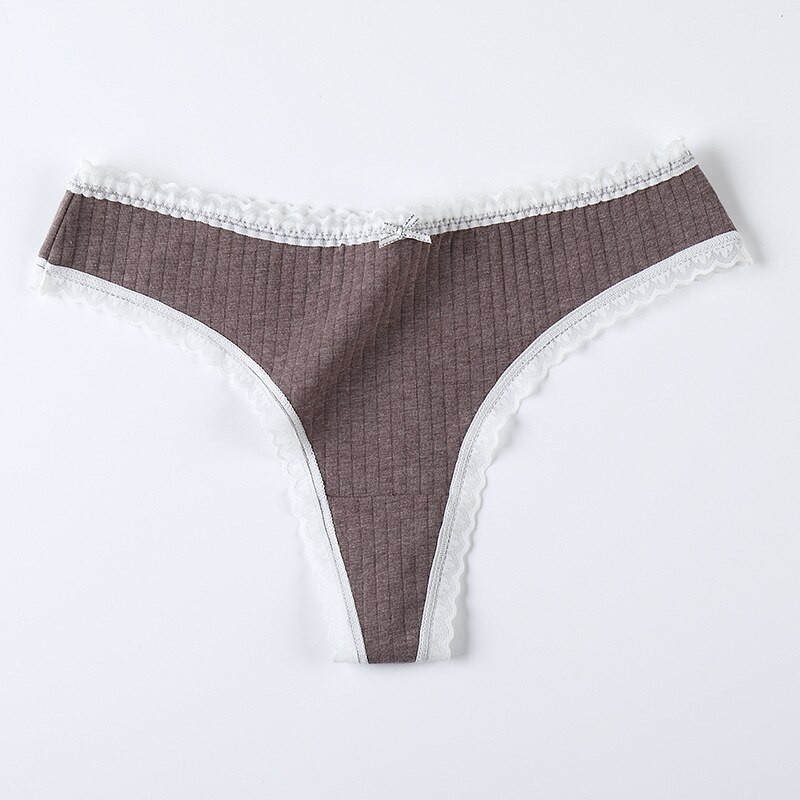 Women Panties G-String Underwear Lace Thong Sexy Cotton Panties Ladies Soft Lingerie Low Rise Panty Athletic Yoga Shorts: dark coffee / L