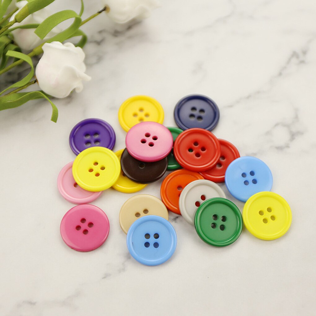 100 Stuk Kleurrijke Naaien Knoppen Plastic Gemengde Kleur Diy Ronde 4-Gaten Naaien Scrapbooking Knoppen