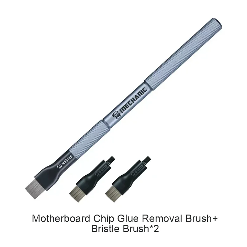 MECHANIC Steel Brush Motherboard IC Debonding Brush With Head IC Pad Cleaning PCB BGA Glue Removal Tin Removal Polishing Brush: Dark Grey