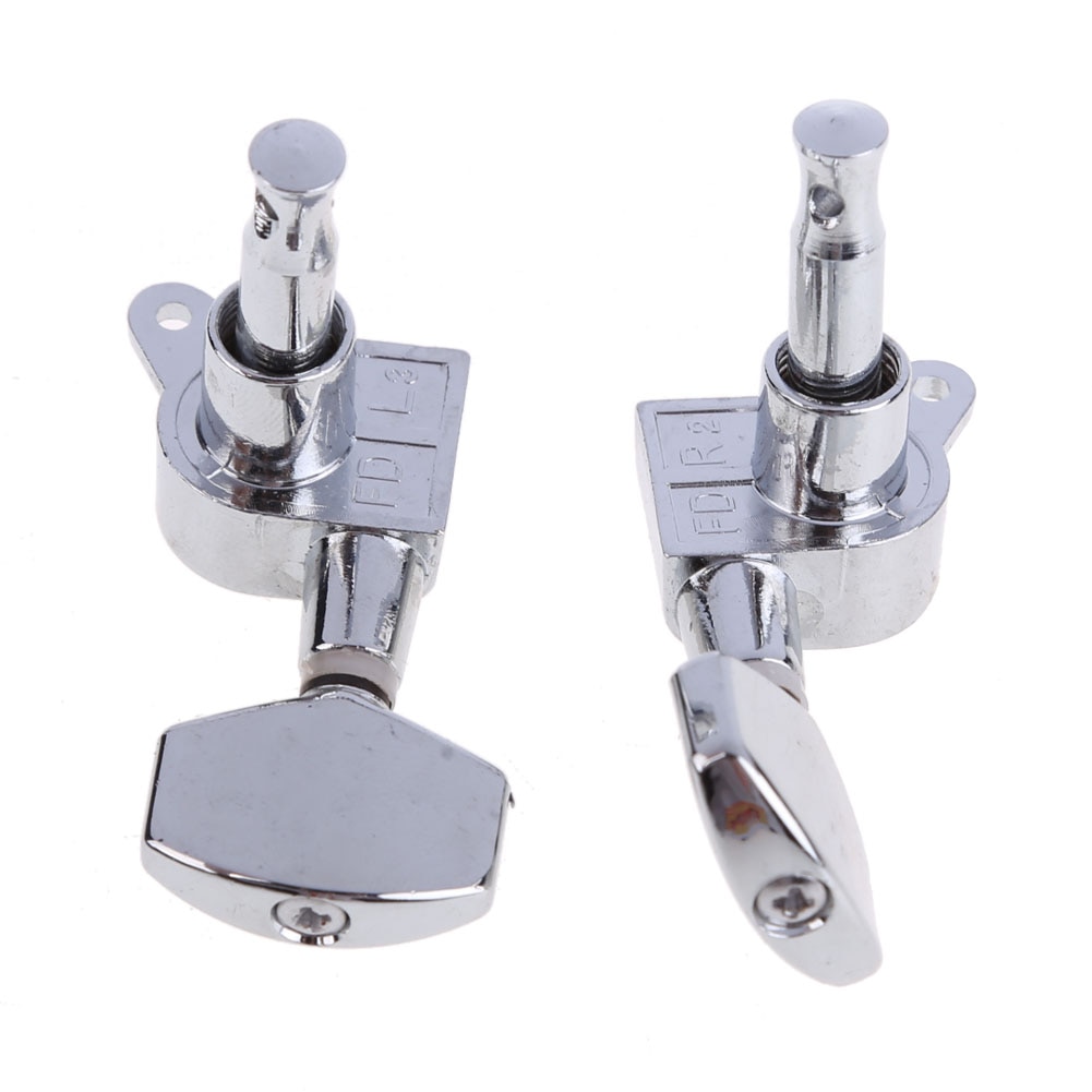 Een Set 6 Chrome Gitaar Opgesloten String Stemsleutels Key Tuners Machine Heads Akoestische Gitaar Lock Stijl