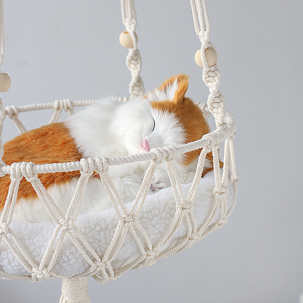 Grand hamac en macramé pour chat, balançoire suspendue, panier de lit pour chien et chat, accessoires pour animaux domestiques, maison pour chien et chat, lit pour chiot,