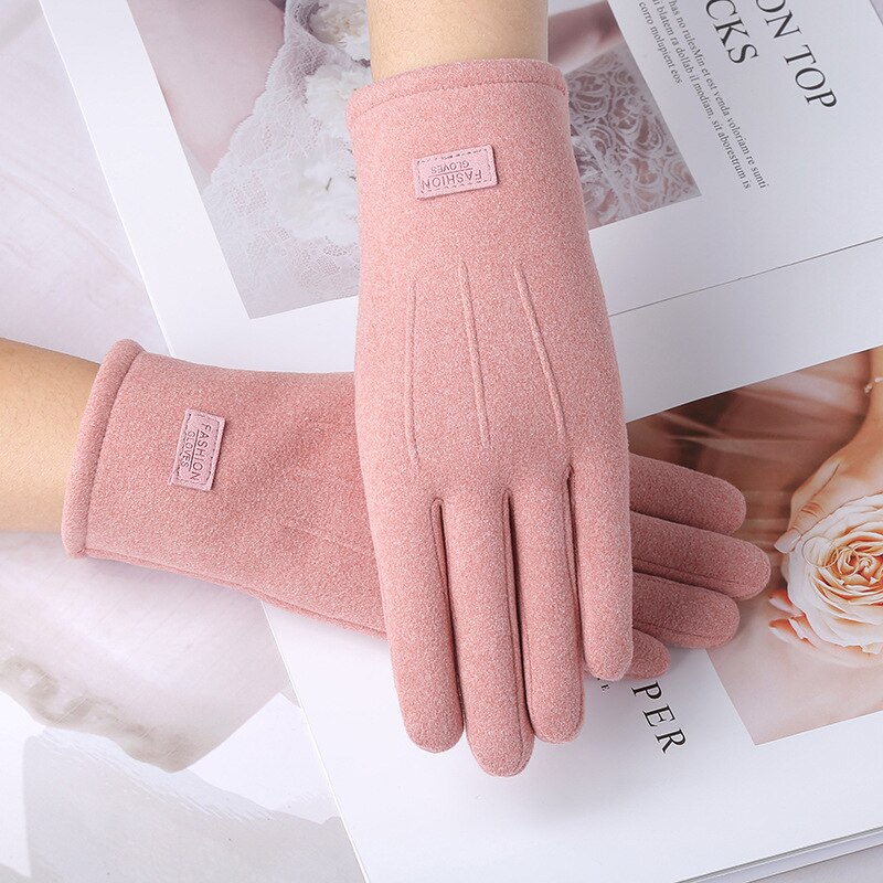 Winter Ladies Warm Gloves Thick Touch Screen Plus Velvet Riding Self-Heating Gloves Drive