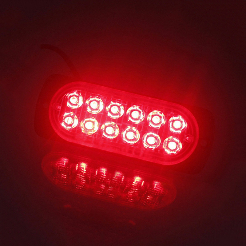 12LED Off-Road Auto Vrachtwagens Veiligheid Dringende Werken Fog Rood Licht 12V-24V 36W Super heldere Led Verlichting Rijden Fog Suv Boot Lamp