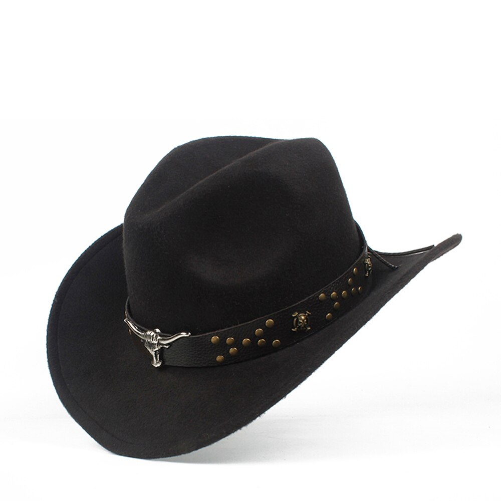 Steampunk barn barn ull ihålig western cowboyhatt pojke flicka outblack sombrero hombre jazz keps storlek 52-54