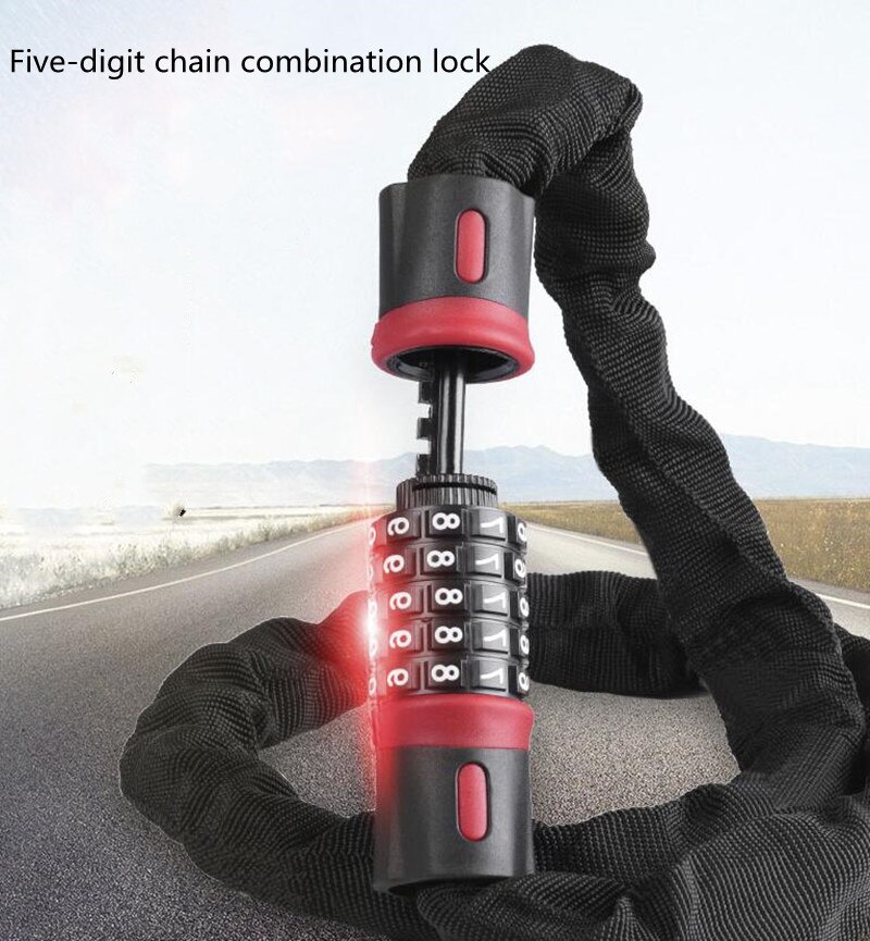 Bicycle Chain Lock Five-digit Combination Lock Anti-theft Lock Trolley Lock Outdoor Riding Mountain Bike Road Bike Anti-theft