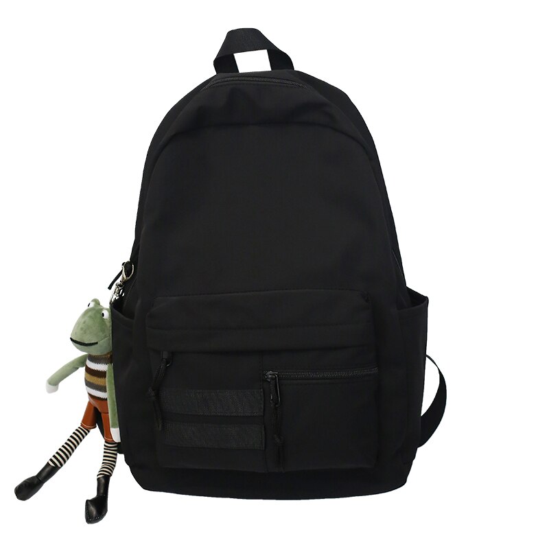 Hocodo Mode Mannen Rugzak Unisex Laptop Schooltas Waterdichte Nylon Toevallige Rugzak Effen Kleur Student Zak: Black