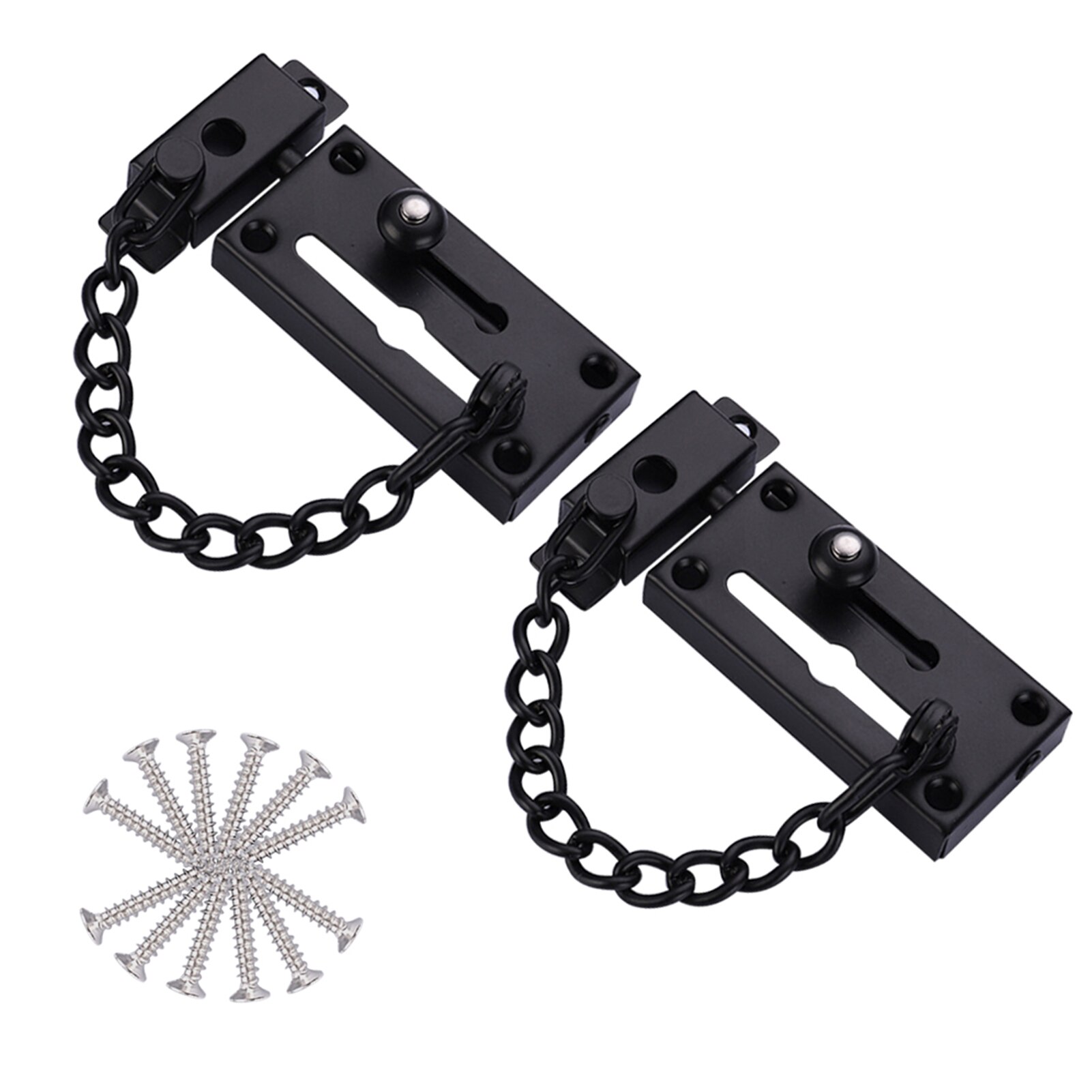 Verrou à glissière Anti-Vol Grange Facile À Installer En Acier Inoxydable Serrure de Chaîne de Porte Garage Sécurité Durable Moderne Porte Robuste: Black / 2pcs