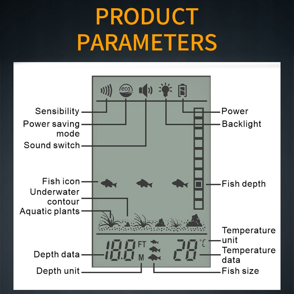 Sonar portátil de 100M para pesca en Lago, buscador de profundidad de mano, equipo de pesca con transductor de Sonar, pantalla LCD