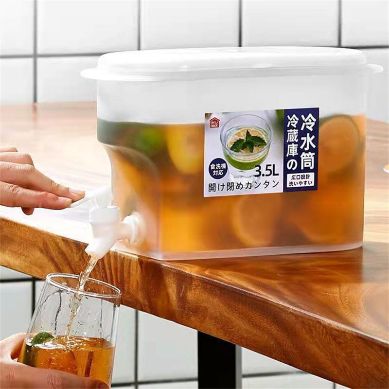 Cubo de agua fría para refrigerador doméstico, gran capacidad con grifo, bebida fría de frutas, cubo de hielo, hervidor de agua fría en caja