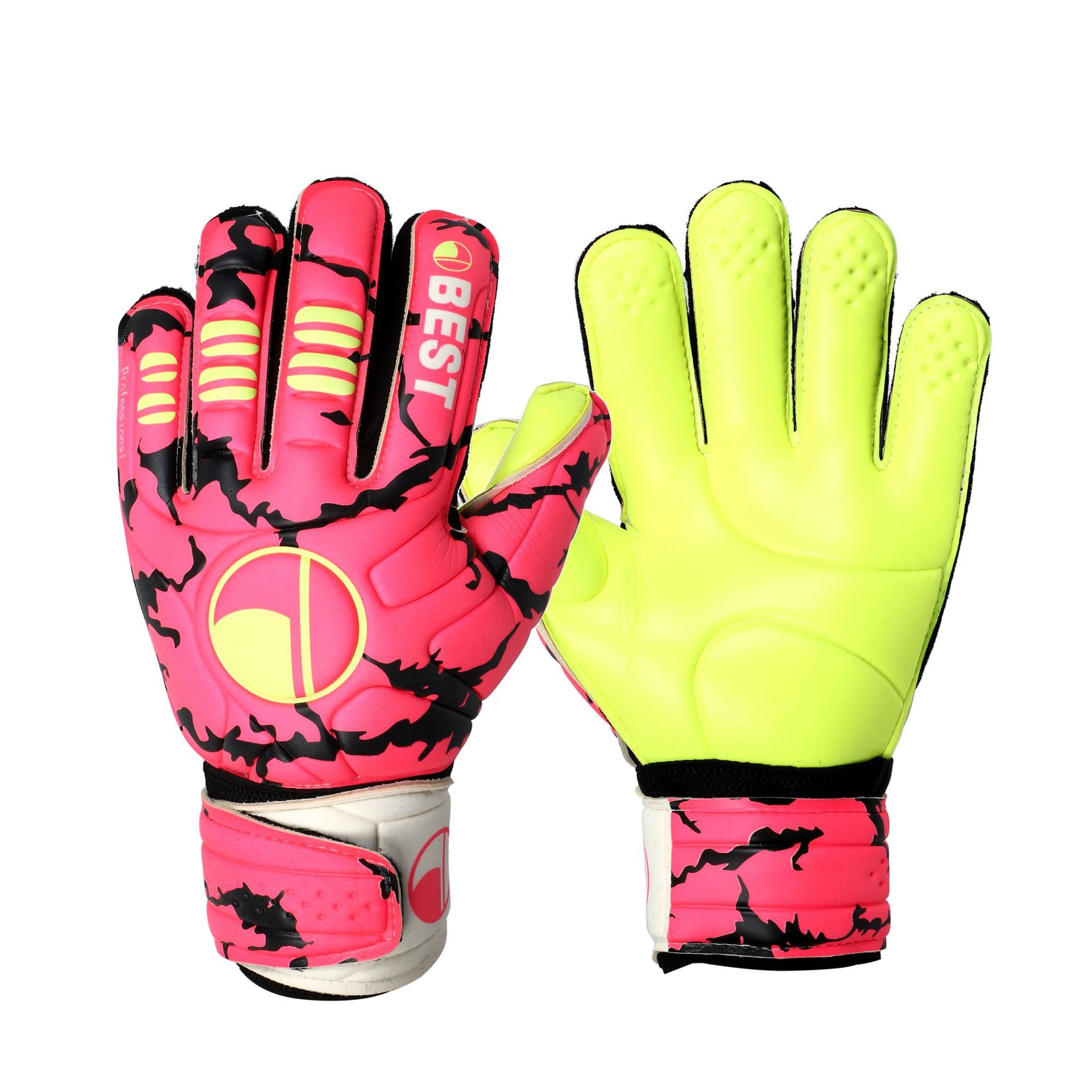 Latex Goalkeeper Gloves Soccer Goal Keepers Protective Kit Football Goalie Training Gloves Anti Slip Guantes Futbol: pink / size 10