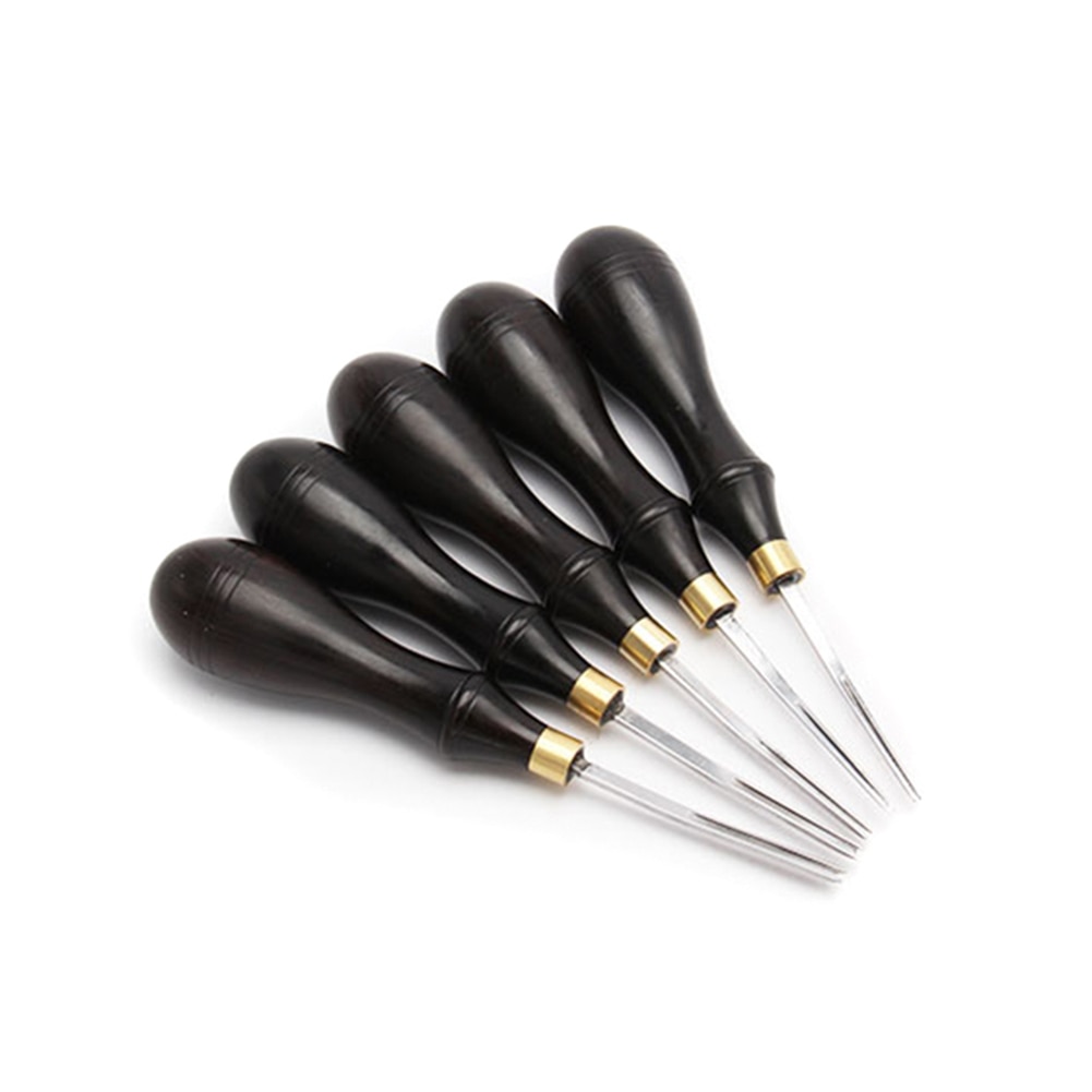 DIY Leathercraft Edge Beveler Wood Handle Edge Cutting Skiving Beveling Leather Craft Tools For: 4