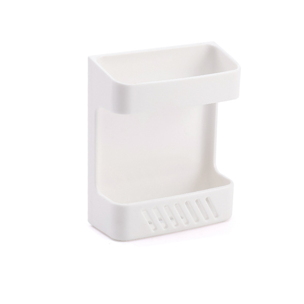 Multifunctional Wall-mounted Storage Box Punch-free Mobile Phone Remote Control Storage Rack Bathroom Wall Debris Storage Rack: S-White