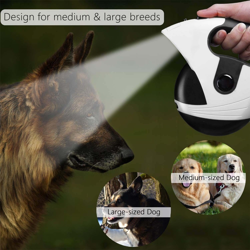 Retractable Dog Leash 16 Feet Heavy Duty Retractable Walking One-Handed Brake, Pause, Lock, Build-in LED Flashlight PL052