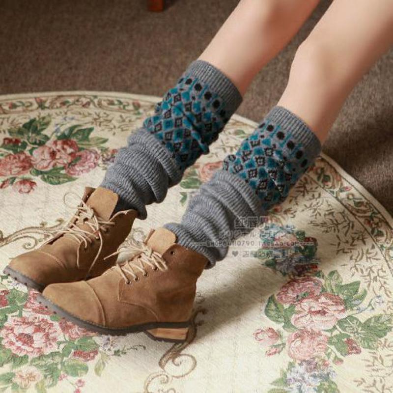 Patrón Arygle, Calentadores De piernas, lana tejida, Calentadores De lana, calcetines De arranque, Calentadores De Pierna para Mujer, Tricot Femme Long 1 par
