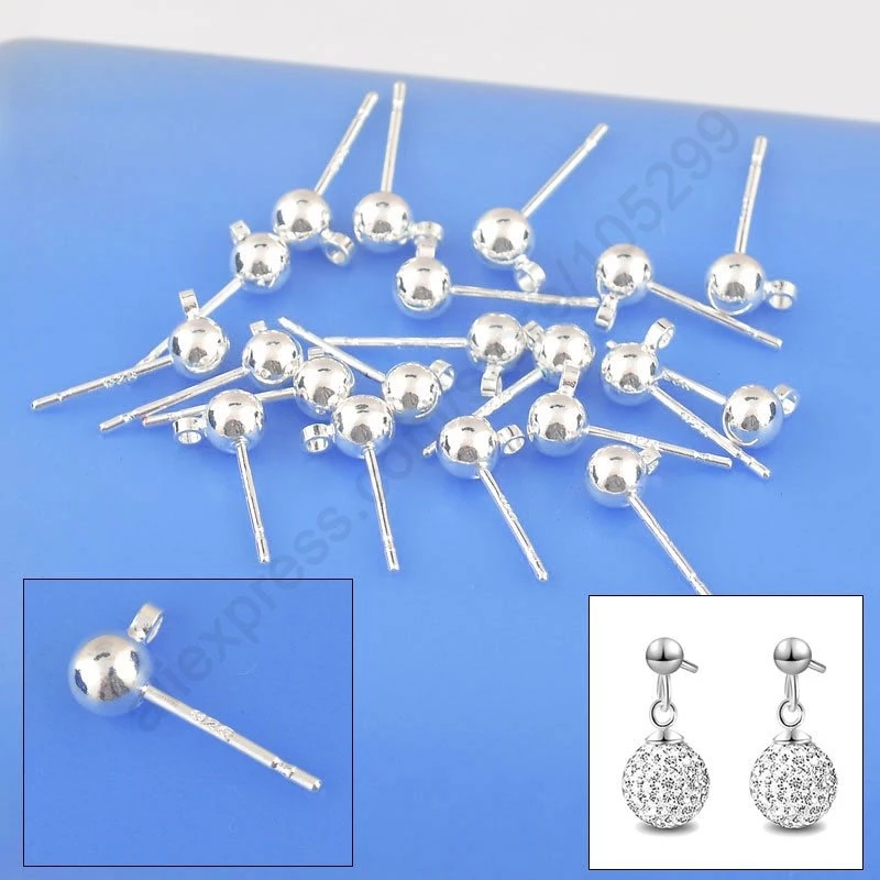 Ganchos para pendientes de plata de ley 925, accesorios para hacer joyas: Rosa
