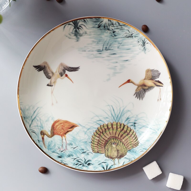 Platos nórdicos de cerámica para decoración del hogar, vajilla de hueso, Animal, postre, fruta y aperitivos, WF1021: B 8 inch