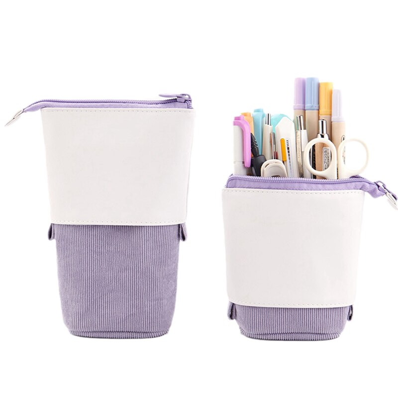 Retractable Pencil Case Sequins Rainbow Large Capacity Multi Pockets School Stationery Bag Pen Case Canvas Pen Holder