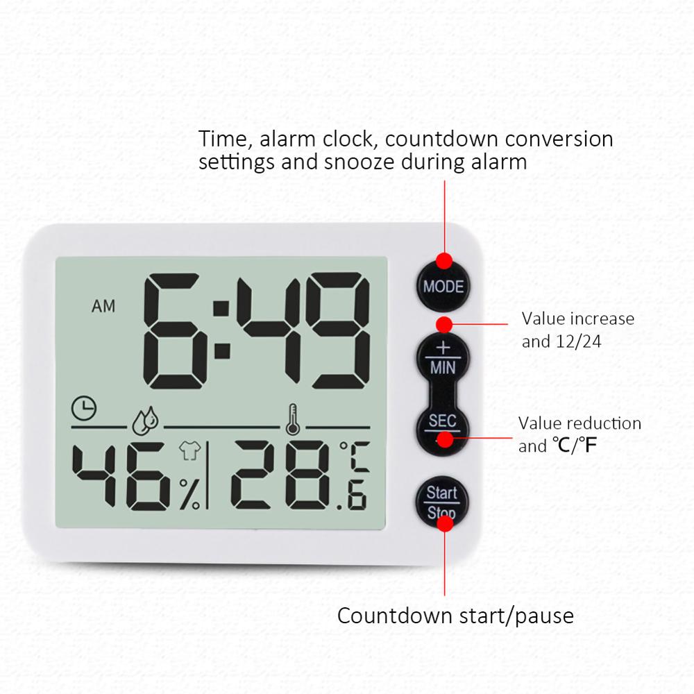 Modern Digital Clock Desktop Led Alarm Clock Temperature Humidity Electronic Table Clock