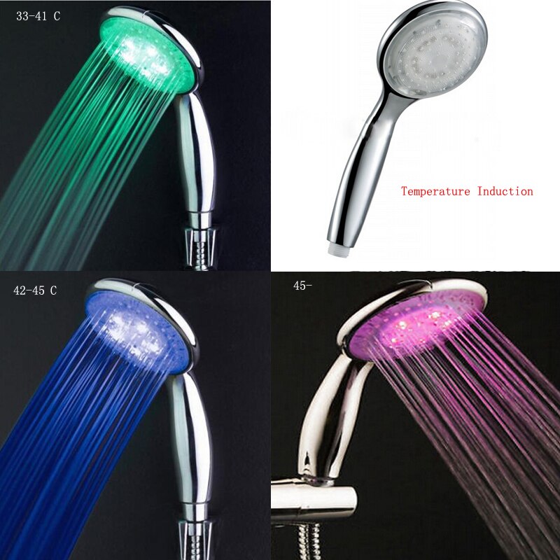 Led anion bruser spa brusehoved trykvand - besparende temperaturkontrol farverig håndholdt stor regnbruser: Temperaturkontrol