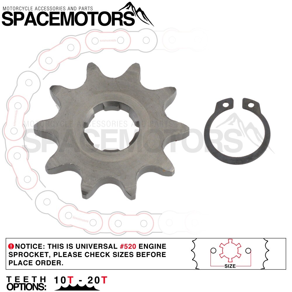 Front Engine Sprocket 520# 10T-20T 12 13 Teeth 20mm For 520 Chain With Plate Locker Motorcycle Dirt Bike PitBike ATV Quad Parts