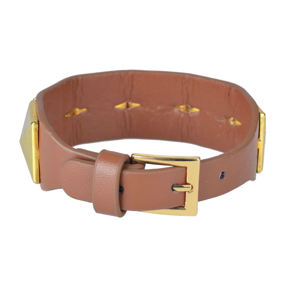 Kirykle Gold nieten Punk pyramiden-Armbinde aus kunstleder mit nieten für damen
