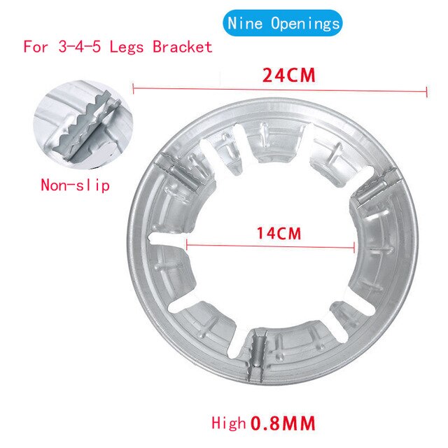 Energiebesparing Roestvrij Ijzer Verzamelen Fire Ring Verloopstuk Fornuis Pot Houder Winddicht Accessoires Gasfornuis Cover Eenvoudige Installatie: Nine Open