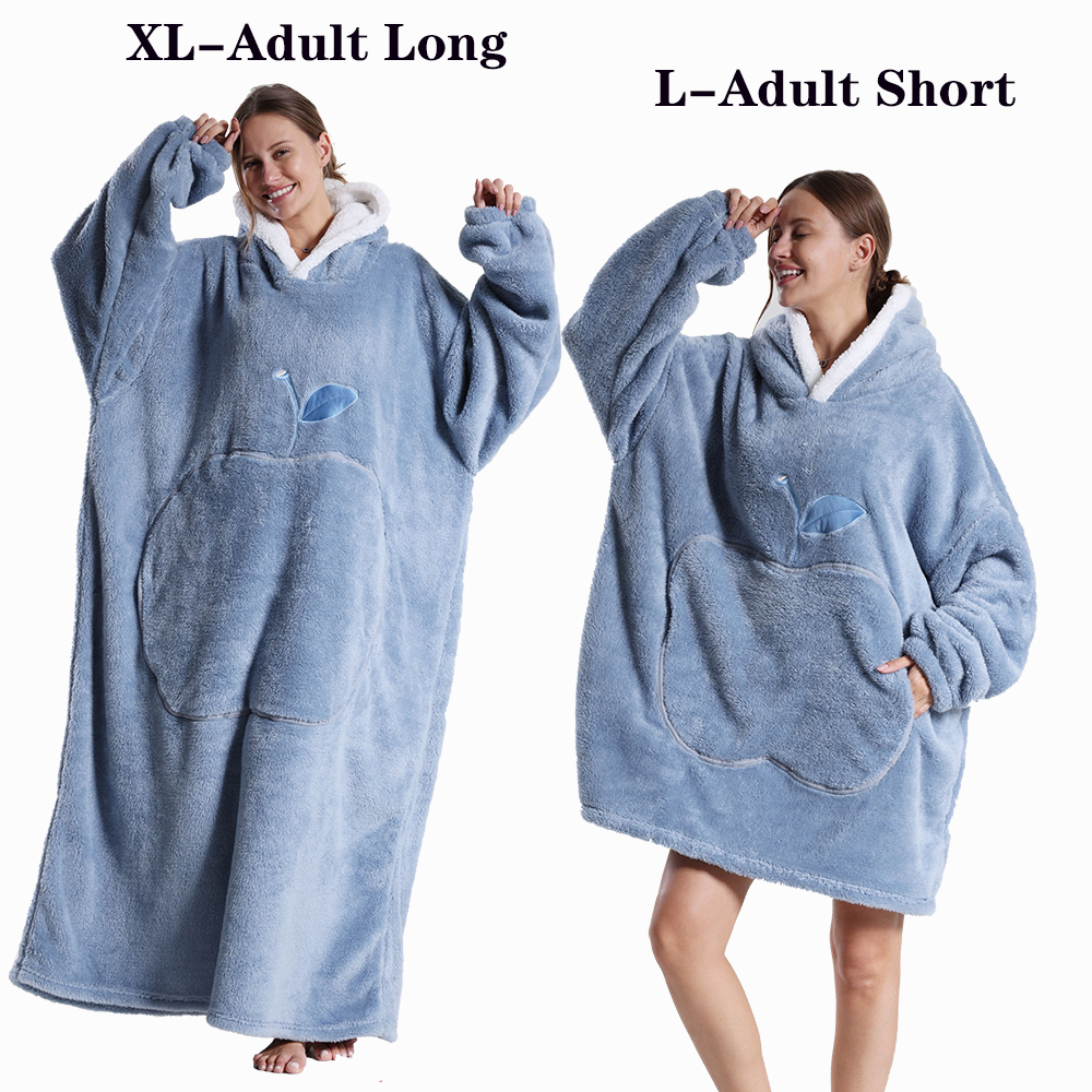 Mantas con mangas para mujer, sudaderas con capucha de gran tamaño muy cálidas para adultos, pijama de franela de felpa para invierno, manta usable para hombres y mujeres: Queen / Gris