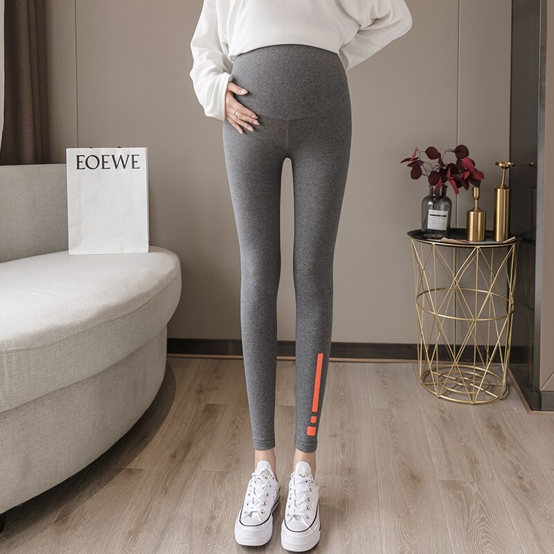 Vroege herfst dragen hoge taille buiklift broek leggings puur katoen patroon print zwangerschapsbroek zwangerschapskleding 2213: Donkergrijs / Xxl