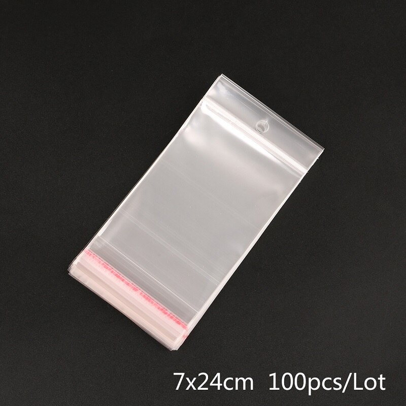 New Arrival 100/200 sztuk przezroczyste samoprzylepne z tworzywa sztucznego odporna na wilgoć samoprzylepne prezent torba torebki biżuteria BagBag DIY: 7x24cm