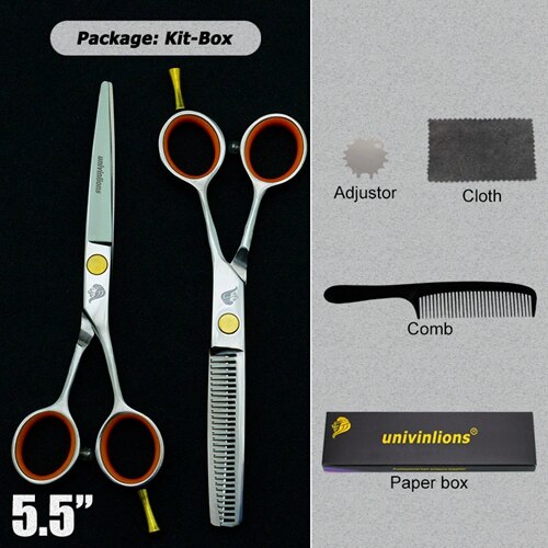 Ciseaux de coiffure japonais professionnels, 4.5/5.0/5.5/6.0 pouces, rasoir, barbier, ciseaux amincissants, tijeras: 5.5 inch-kit