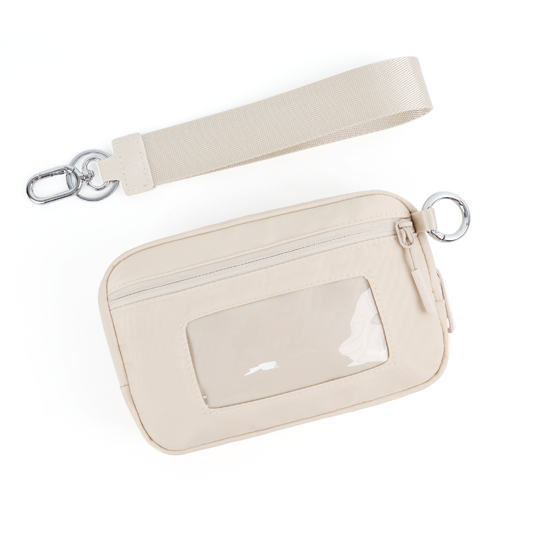 DOYOGI Portafogli da polso da donna Portafoglio trapuntato in nylon con 3 cerniere, carta di credito da viaggio, porta cellulare, portamonete: Avorio
