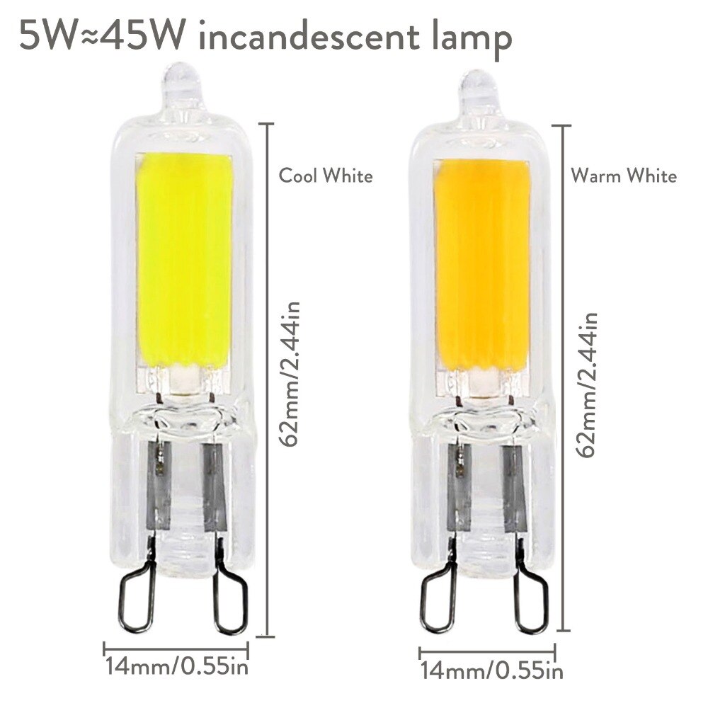 G9 Led-lampen 3 W 5 W COB Glas LED Lampen 25 W 45 W Halogeenlamp Equivalent voor Hanger Armatuur Thuis kroonluchters