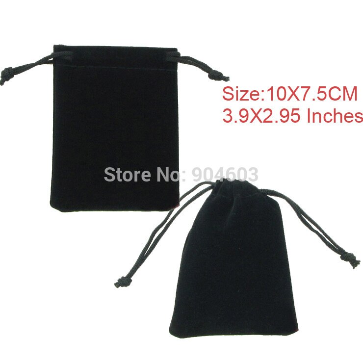 Sort fløjl lommeurstaske snørepose urtaske 10 x 7cm , 50 stk/parti