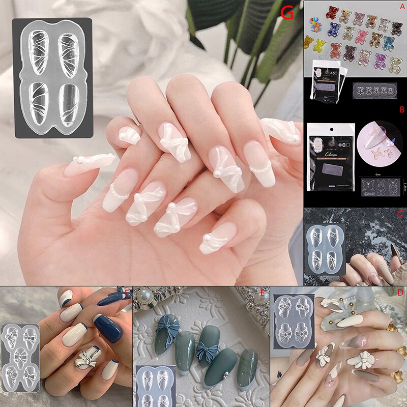 1pcs Silicone Nail Carving Mold 3D Mould Stamping Plate Nails Stencils DIY UV Gel Japanese Style Manicure Tools