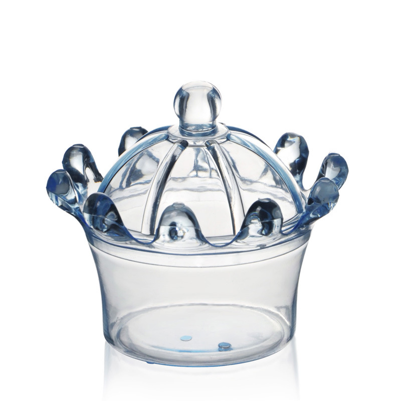 Boîte à bonbons créative en forme de couronne, Mini boîte à bonbons en plastique pour mariage, fête d'anniversaire pour enfants, décoration 2022: blue