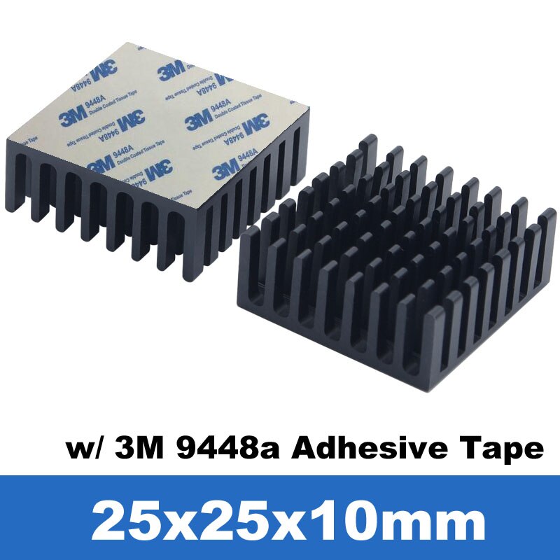 Grzejnik aluminiowy płetwa chłodnica samochodowa w/termiczna taśma klejąca, termicznie klej przewodzący chłodnica samochodowa chłodzenie chłodnicy na PC Baran, 10 sztuk: 25x25x10mm