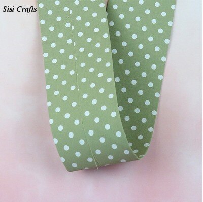 Sisi Crafts 10 25 50mm Print Layering Fabric Tape Grosgrain Ribbon Dots Bias DIY Garment Hair Bow Tie Collar Handmade Accessory: 1 Meter L.Green / 50mm