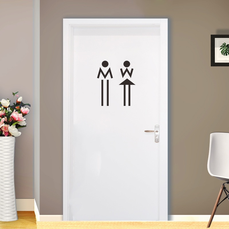 Wctoilet indgangsskilt dør klistermærker til offentligt sted hjem dekoration mønster vægoverføringsbilleder diy sjov vinyl vægmaleri kunst