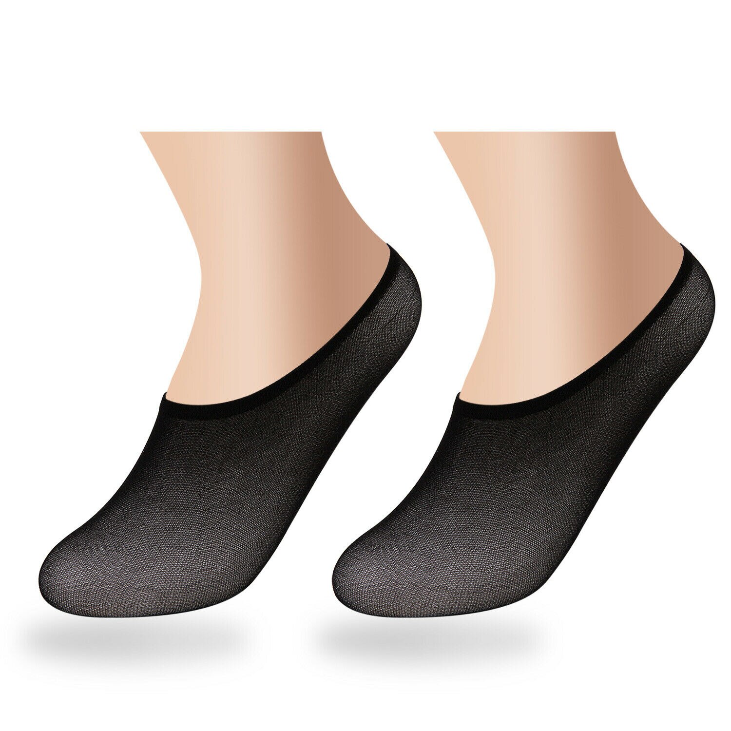 10 par sommer damer kvinder usynlige footsies sko liner træner ballerina båd sokker kvinde dame tynde strømpe hjemmesko: Sort