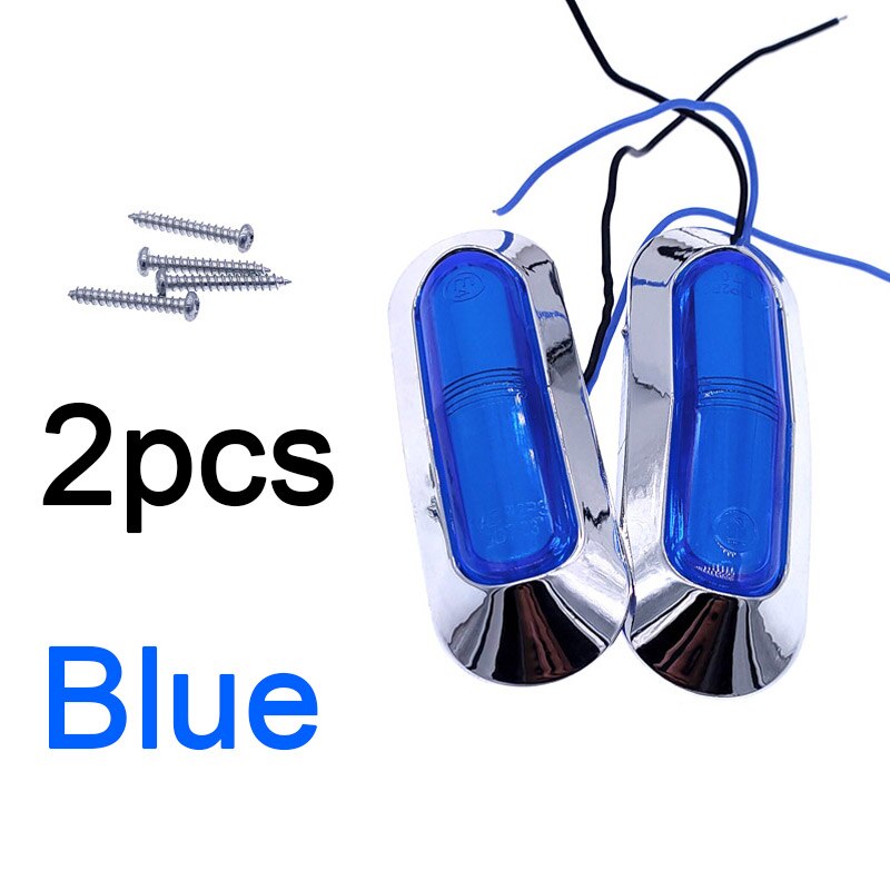 2PCS 12V24V universal 4LED side light guide truck side light Indicator Lights White red yellow green blue: blue light
