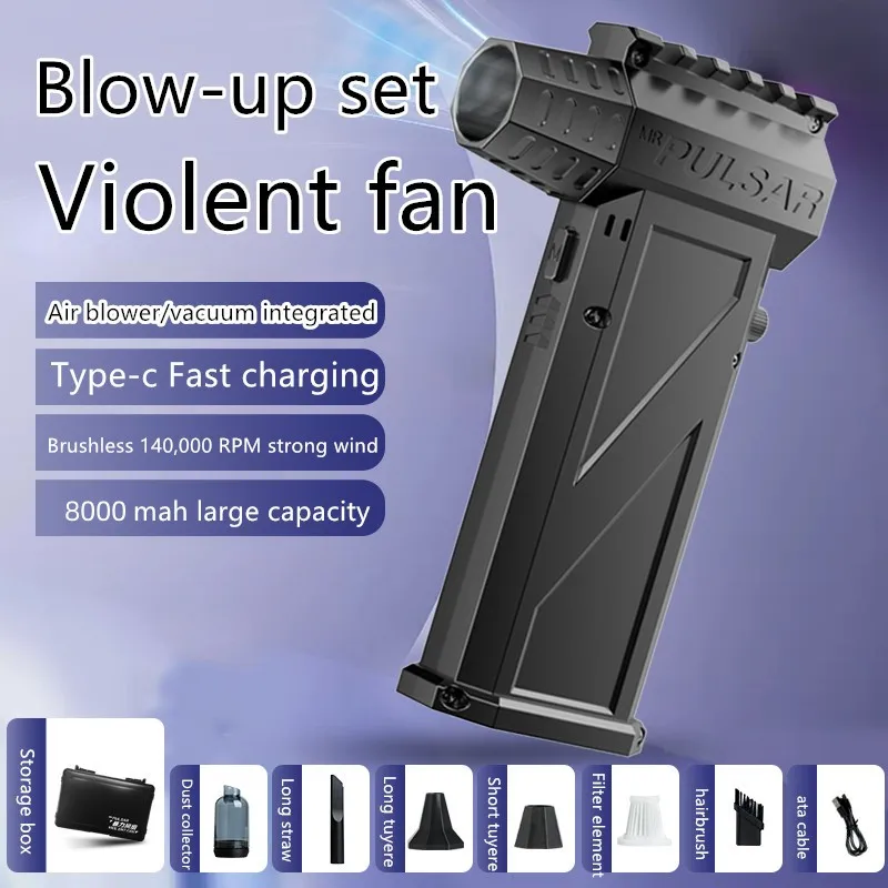 Portable turbo jet fan 140000 rpm mini jet blower jet fan handheld air duster vacuum cleaner for car home outdoor use: WHITE
