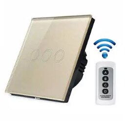 RF433 WIFI Glass Panel Touch Screen Tempered Glass Remote Control Wall Switch Touch Switch Smart Switches 60Hz: Gold