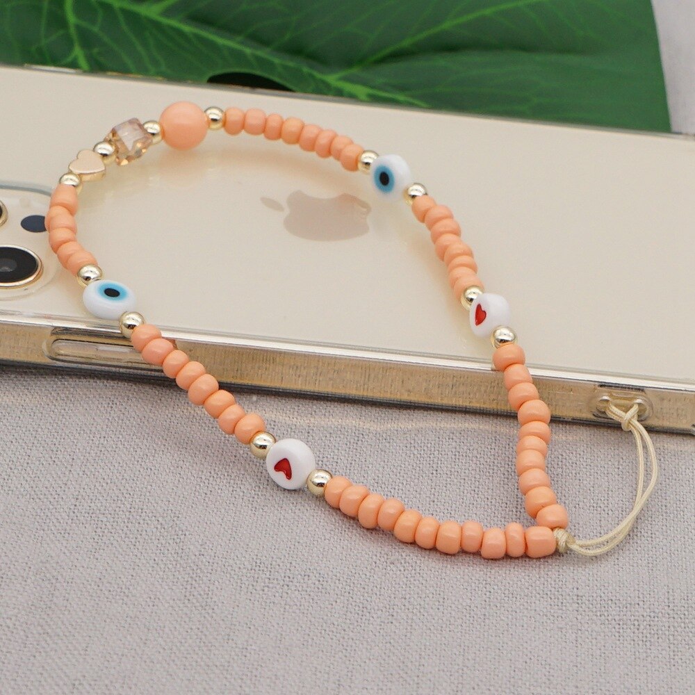 Kleurrijke Acryl Kraal Glimlach Mobiele Telefoon Keten Mobiele Telefoon Strap Anti-Verloren Lanyard Voor Vrouwen Meisjes Zomer Sieraden: 4