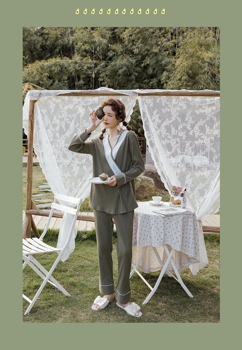 Pijamas de algodón puro para mujeres embarazadas, ropa de maternidad lactancia fina, primavera y otoño, Verano