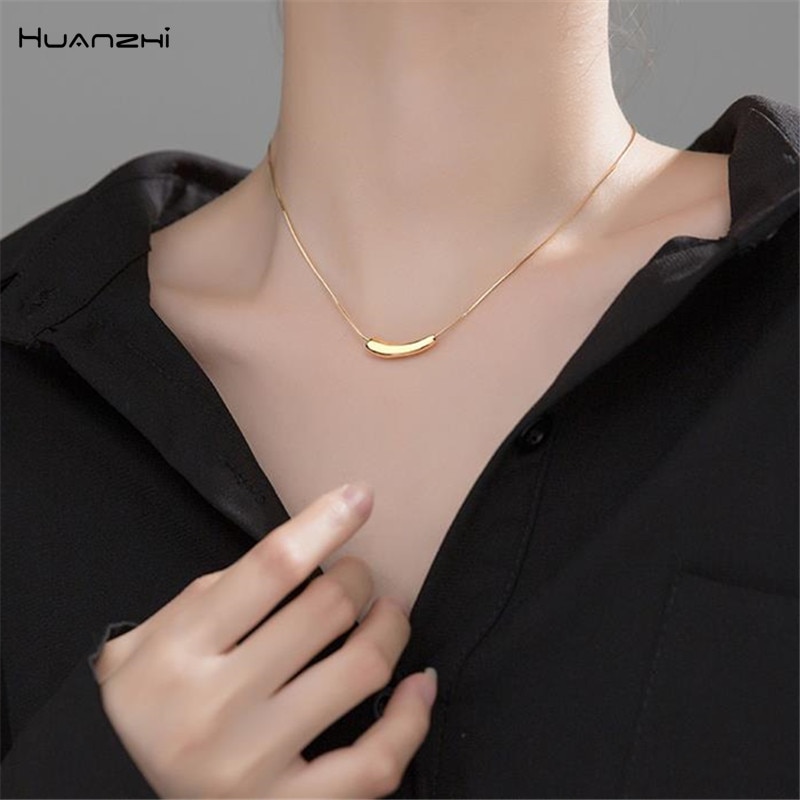 HUANZHI 2020 Nuovi Alla Moda del Metallo Geometrica Irregolare Melanzana girocollo Collana in Oro Argento di colore per Le Donne Delle Ragazze Del Partito Dei Monili