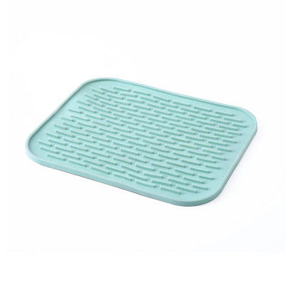Silicone Anti Insulation Pad Square Non-Slip Coaster Tableware Drain Pot Mat Pot Dish Placemat: light green